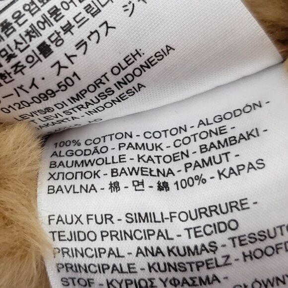 Levis Faux Fur Lined Denim Trucker Jean Jacket Size XS Oversized Anthro Blue - Picture 11 of 13